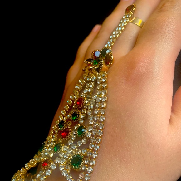 Ring Bracelet Hand Harness Chain Bracelet Rhinestone Gifts for Women Girls - Picture 2 of 2